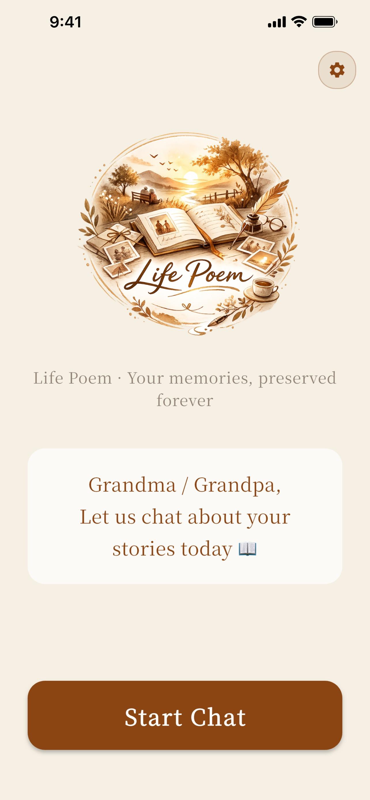LifePoem app — welcome or home