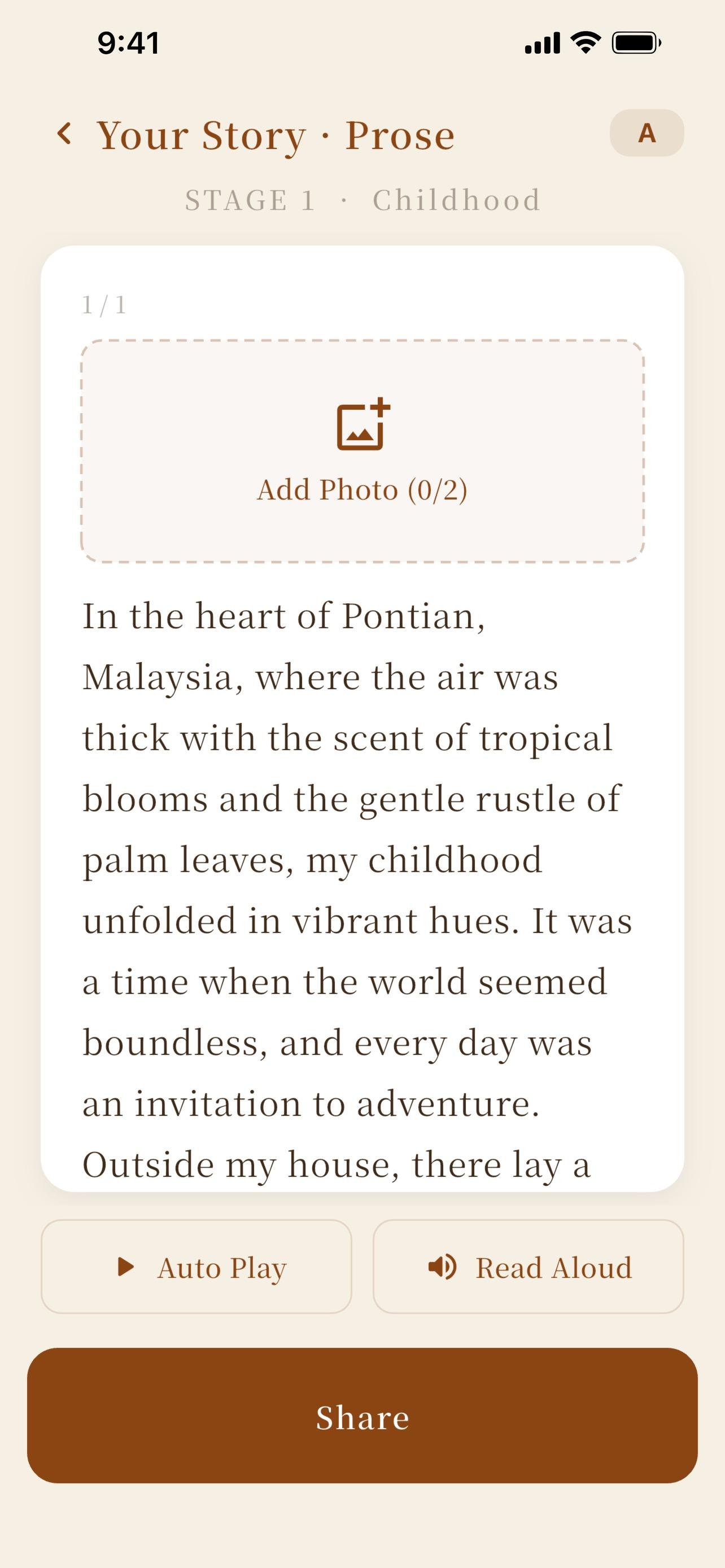 LifePoem app — story or settings